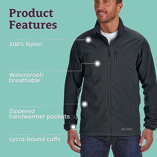 MARMOT MARMOT Men\'s Tempo Jacket, Warm Breathable Water-Resistant Softshell, Black, X-Large