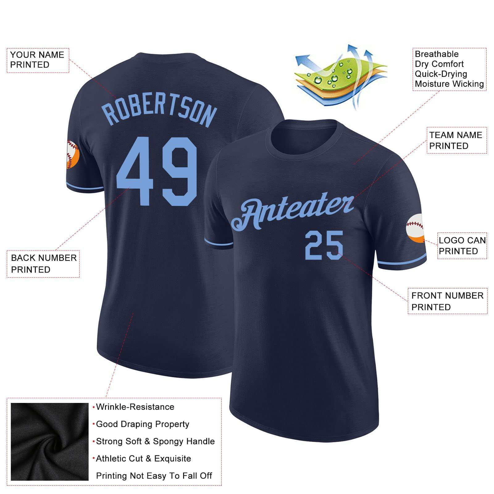 LTOCMKIY Custom Navy Sky Blue Baseball Team Shirts Polyester Short Sleeve Personalized Baseball Jerseys for Men Women Youth Printed Name Number Logo