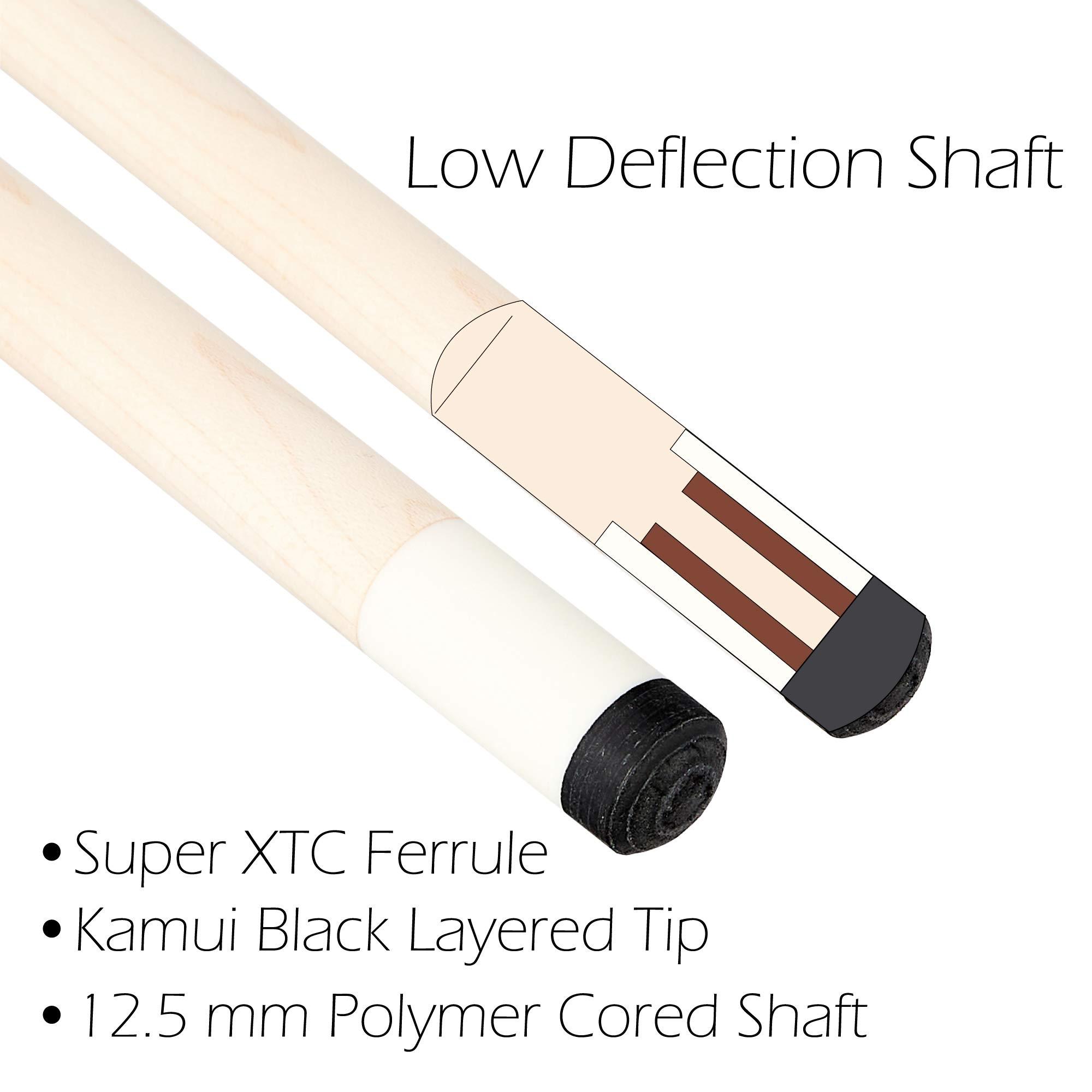 West State Billiards Bolt High Performance Maximum Control Pool Stick 2 Piece Maple 19 20 or 21 oz Pool Cue for Home Bar Pub Billiard Hall XTC Fiber (Maple/Brown Overlaid Abalone Points, 21)