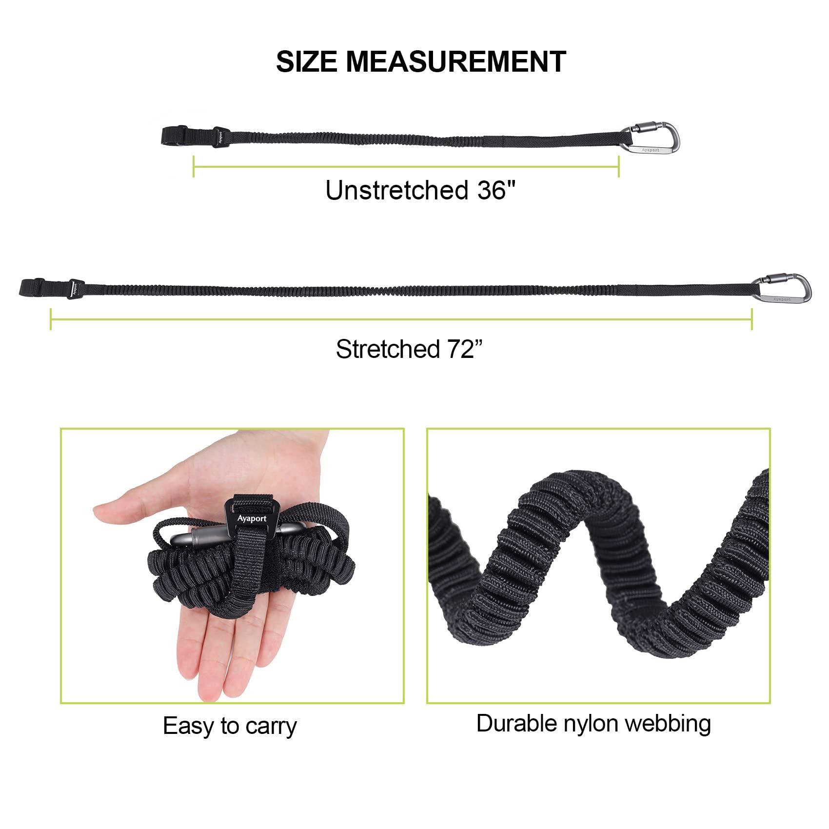 Ayaport Ayaport Kayak Paddle Leash Kayak Accessories for Kayaking Fishing SUP Sail Gear Canoe (Black-2PK, 36"-72")