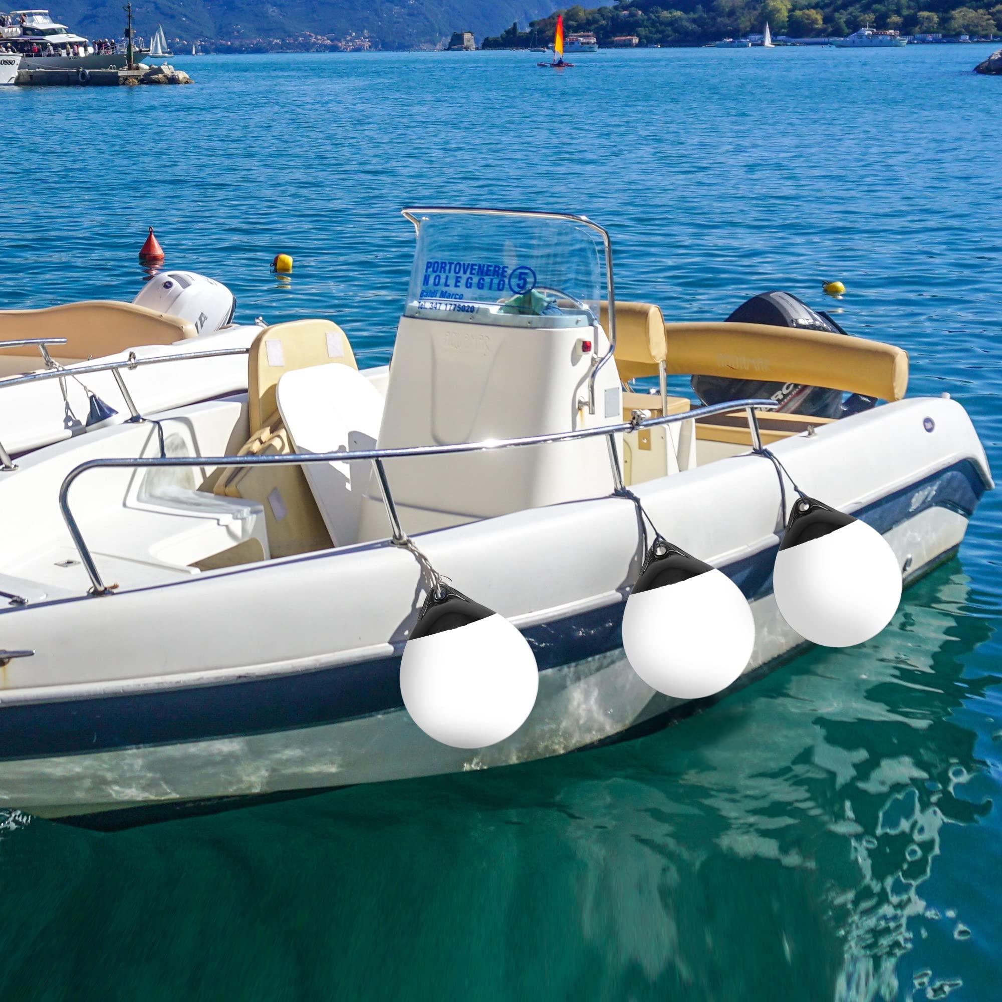 X-Haibei X-Haibei Pair of Boat Fenders Ball Round Anchor Buoy, Dock Bumper Ball Inflatable Vinyl Shield Protection Marine Mooring Buoys (White, A38(D14.9*H17.8 INCH))