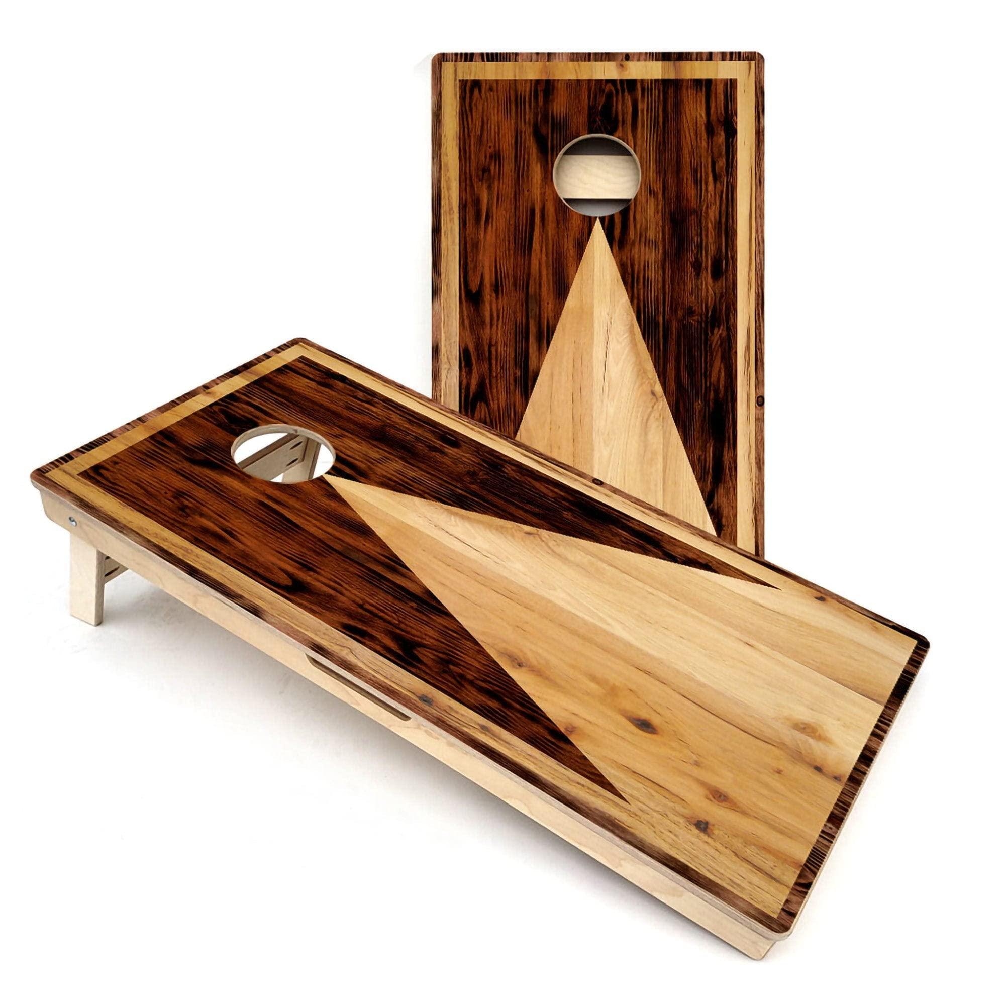Skip's Garage Skip's Garage Wooden Triangle Cornhole Boards - Includes (2) Boards (NO Bags) + (1) Case & (2) Hole Lights