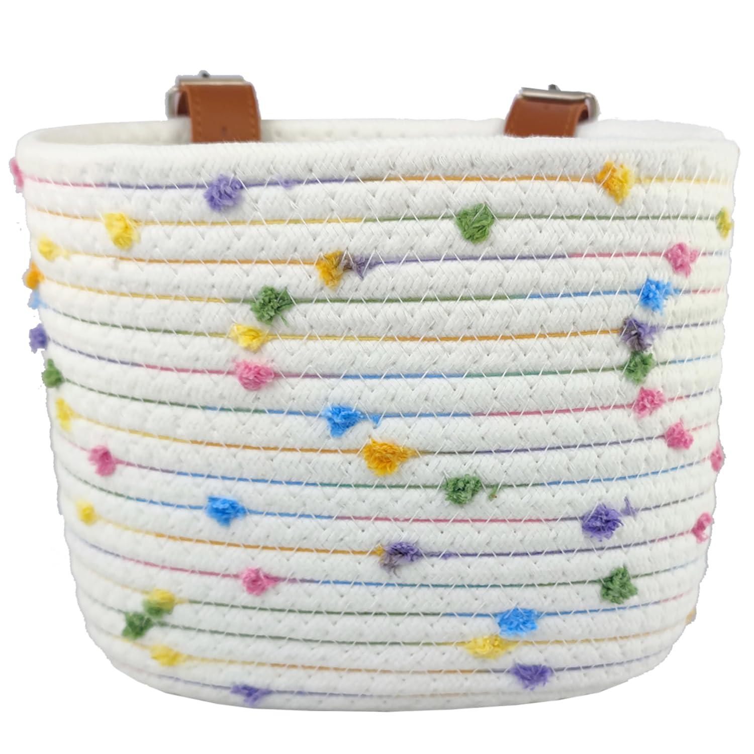 Mkuero Mkuero Kids Bike Basket, Bike Basket for Boy and Girl, Children\'s Bicycle Basket Woven with Sisal Rope, Cute Kids Bike Decorative Accessories for Kids Bikes, Balance Bikes, Scooters and Tricycles