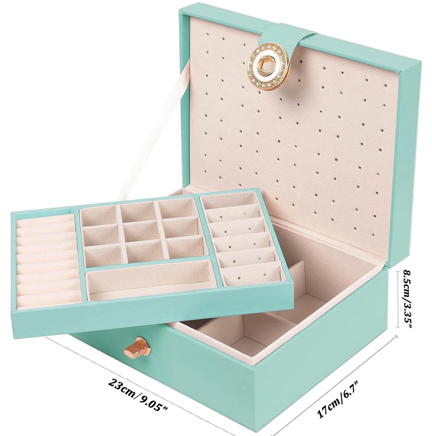 QBestry QBestry Girls Jewelry Box for Earrings Jewelry Organizer Box Teen Girls Earrings Organizer Jewelry Box Earring Holder Organizer Stud Earring Box for Girls Womens Jewelry Case Organizer Teal