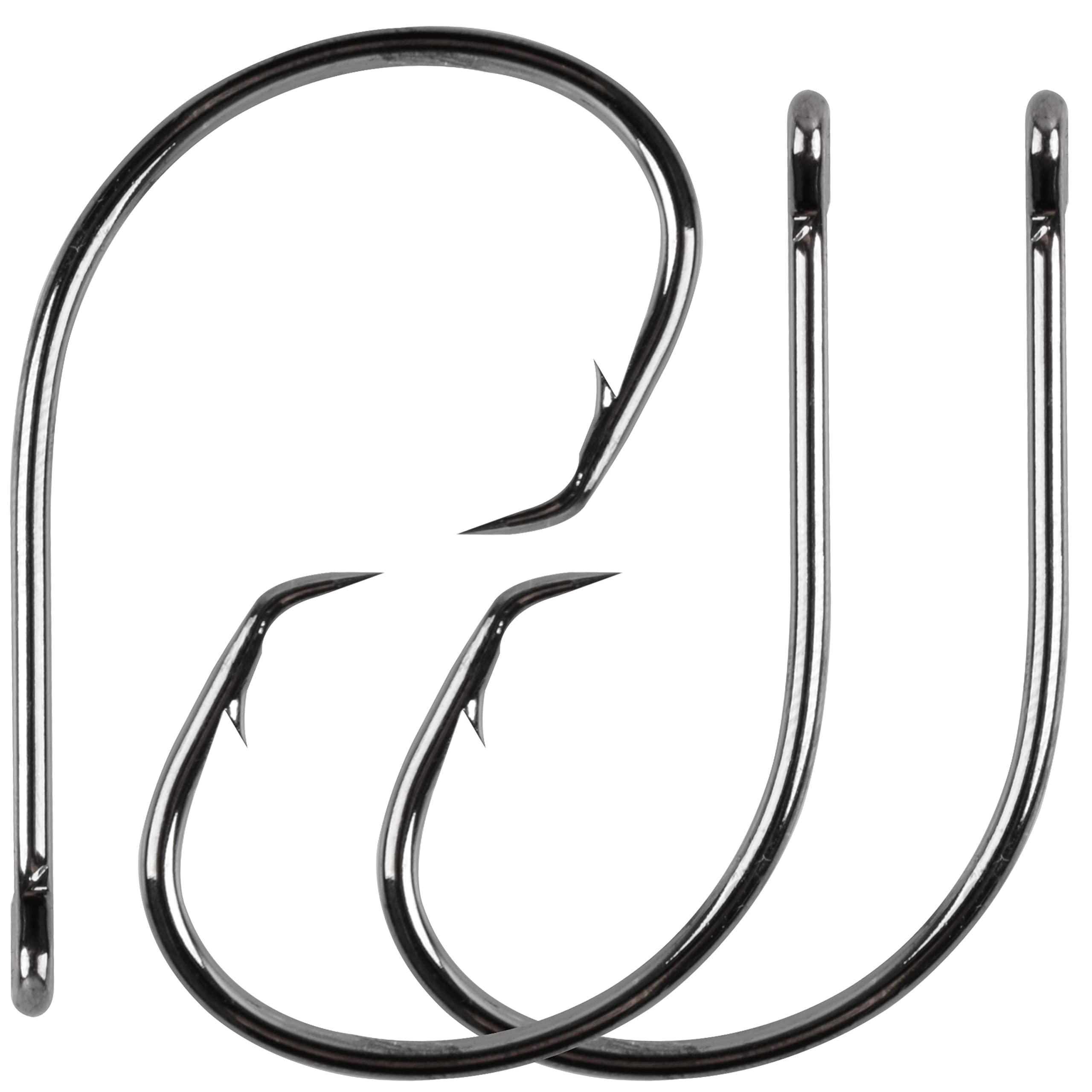 AGOOL Fishing Hooks Circle Hooks Saltwater, 50/150pcs in-line Circle Hooks High Carbon Steel Fish Hooks Straight Eye Barbed Point Catfish Hooks Octopus Hooks for Freshwater Saltwater Fishing
