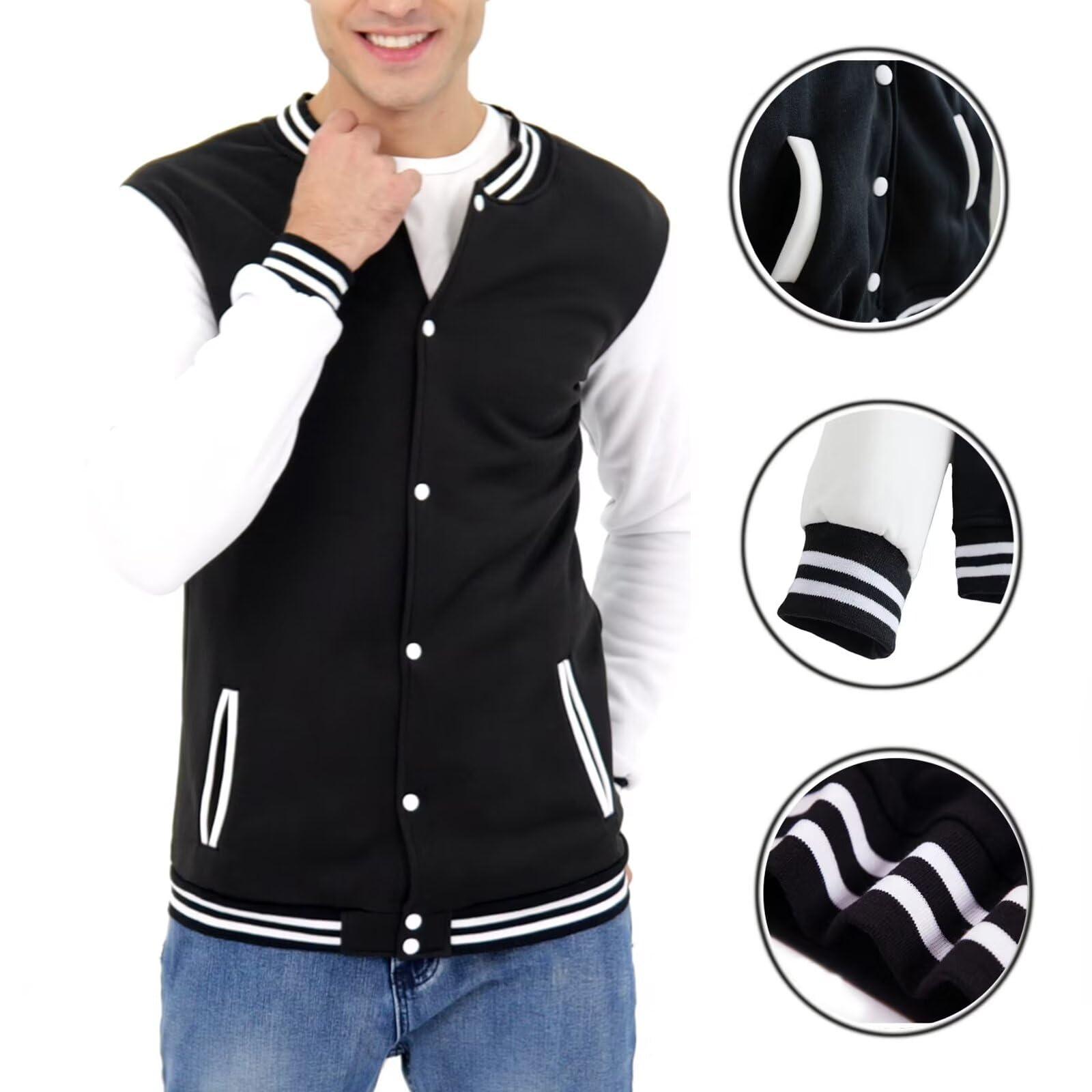 DHSPKN DHSPKN Men's Varsity Baseball Jacket Causal Slim Fit Varsity Letterman Jacket Boys Bomber Jackets Green XXL