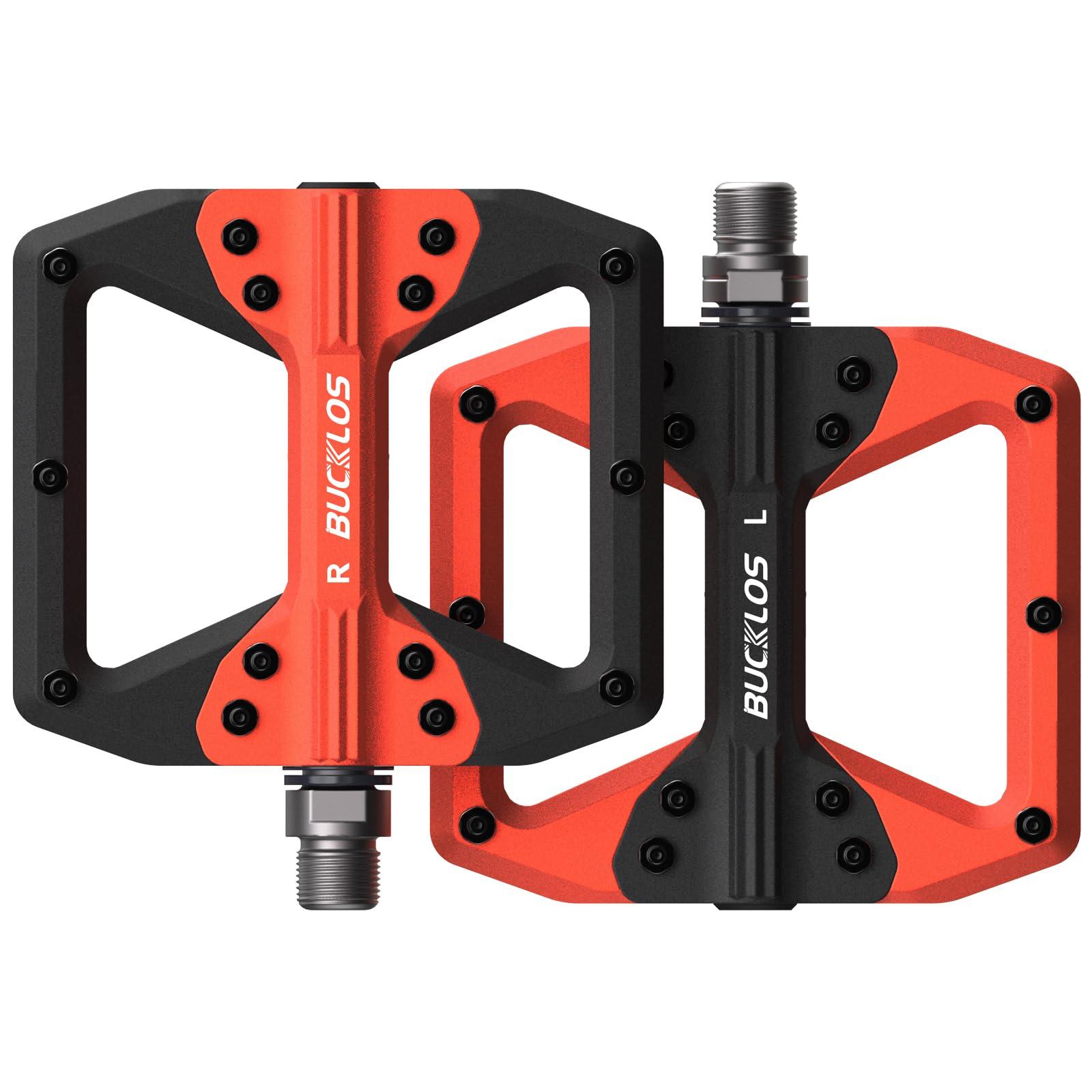 BUCKLOS BUCKLOS Mountain Bike MTB Flat Wide Platform Pedals - Bicycle Large Nylon Road BikeNon-Slip Pedal for Ebike/Gravel/Hybrid/Folding Bike 9/16"