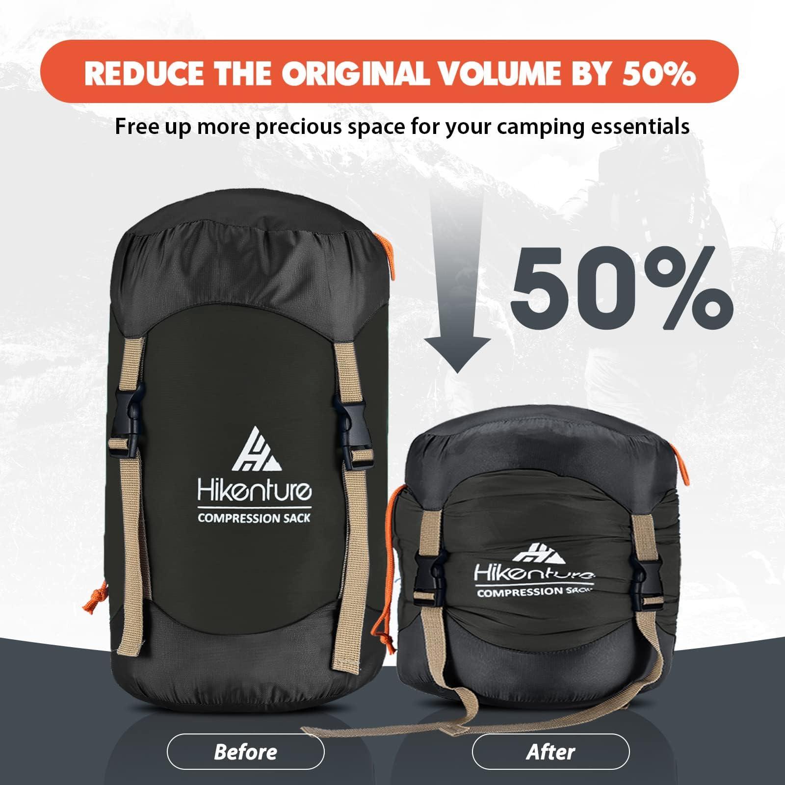 Hikenture Hikenture Compression Sack for Sleeping Bag, Upgrade Anti-Tear Nylon Sleeping Bag Stuff Sack, 10L/14L/20L/30L Water-Resistant Compression Bag, Storage Bag (Dark Green, 20L)