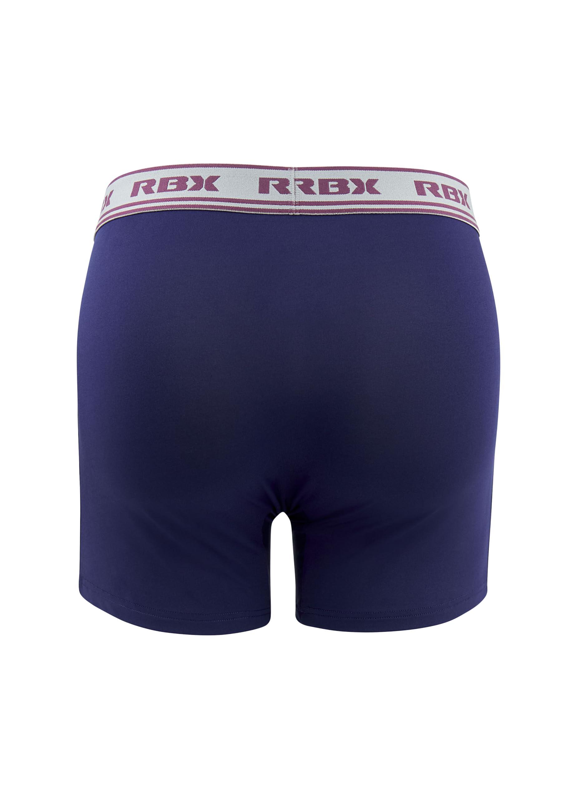 RBX RBX Active Boxer Briefs for Men, 4-Pack Quick Drying Moisture Wicking Underwear Active Underwear Fitted Boxers Multipack Black/Grey/Maroon/Navy S