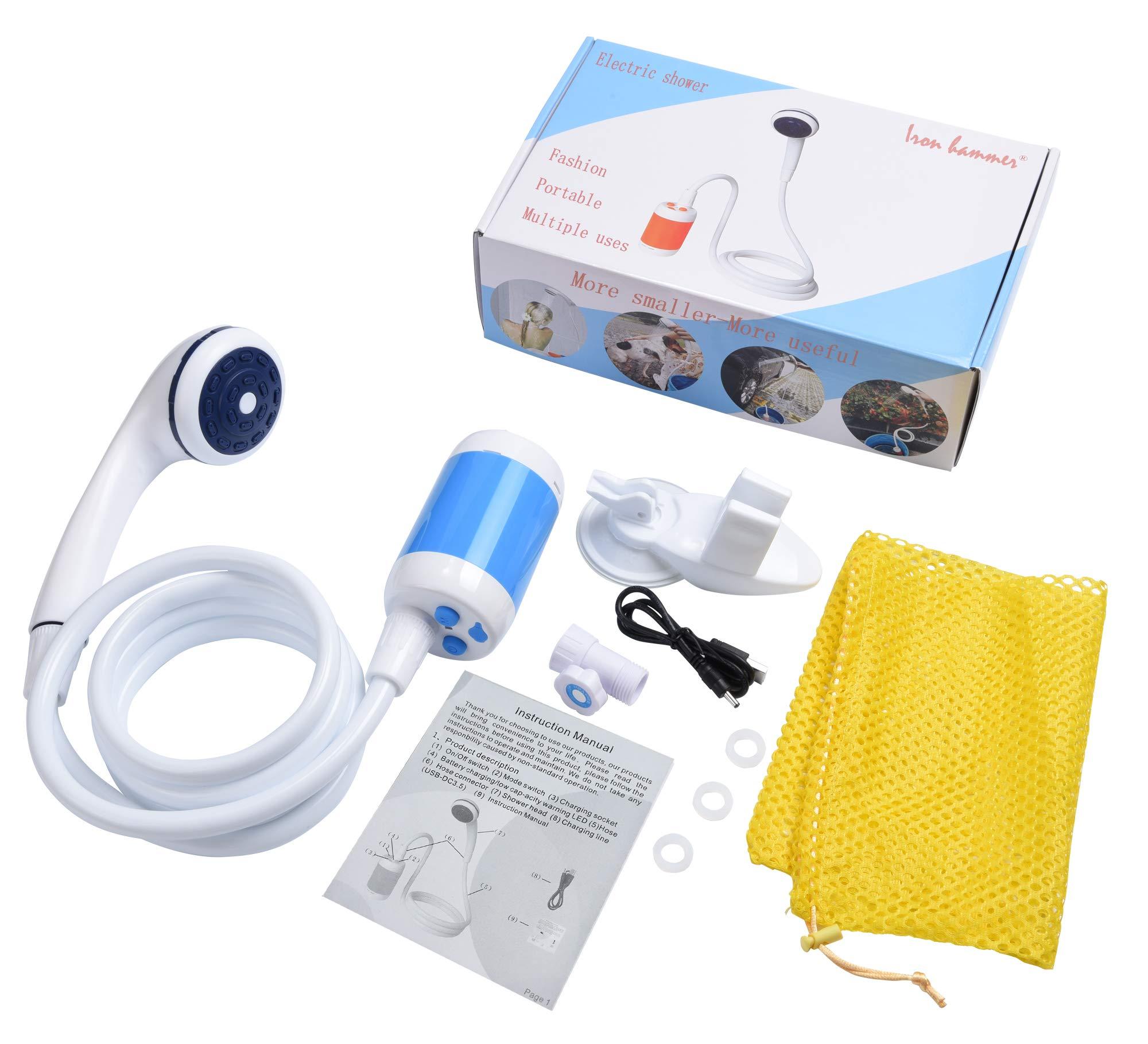 Iron Hammer Iron Hammer Portable Shower Camp Shower Rechargeable Shower high Capacity 4800mAh Camping Shower pet Shower Model:ES01