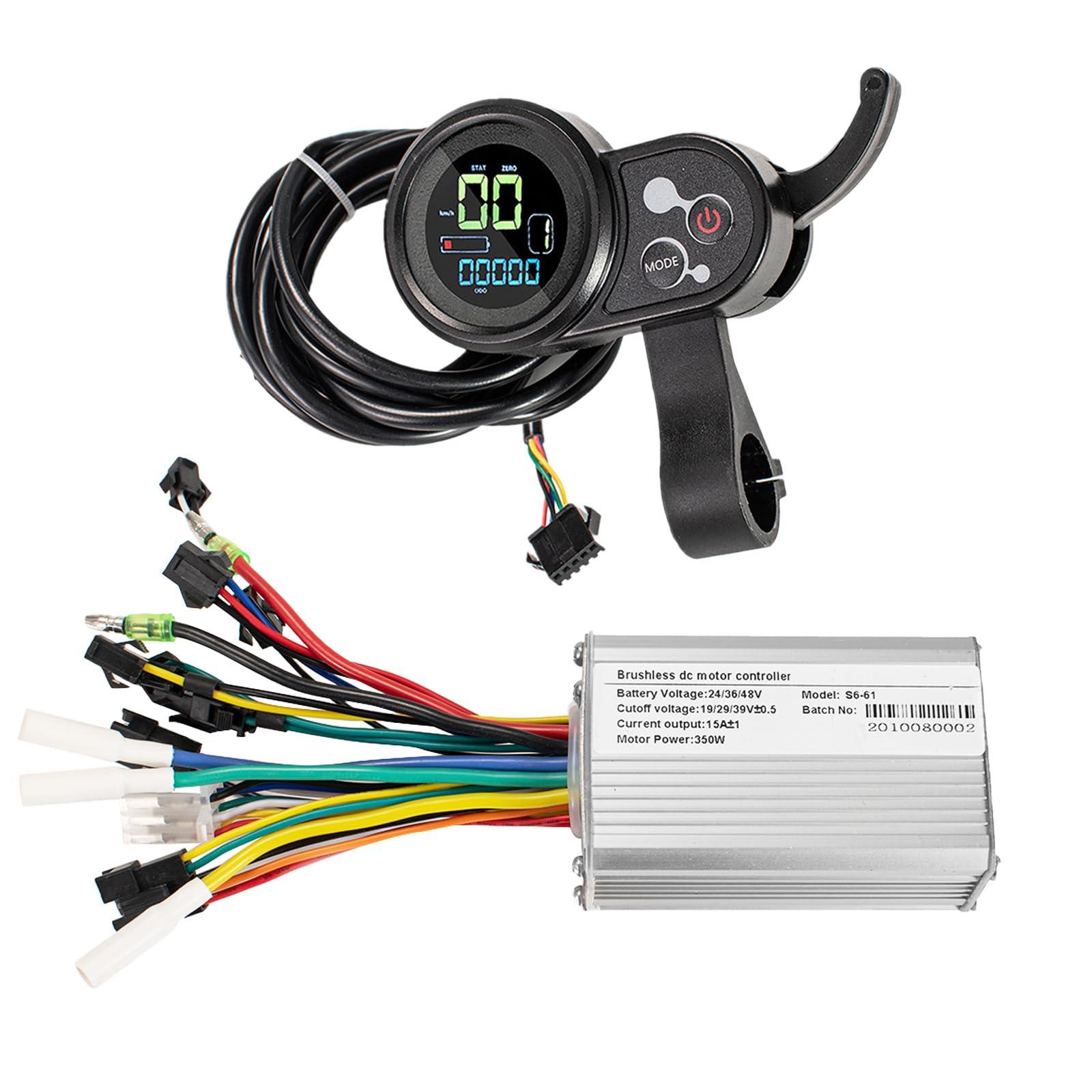 CSBST CSBST 24V 36V 48V Electric Scooter Controller Kit 350W Ebike Brushless Motor Controller Ebike Display with Thumb Throttle Electric Scooter Speed Controller Electric Bike Bicycle Controller
