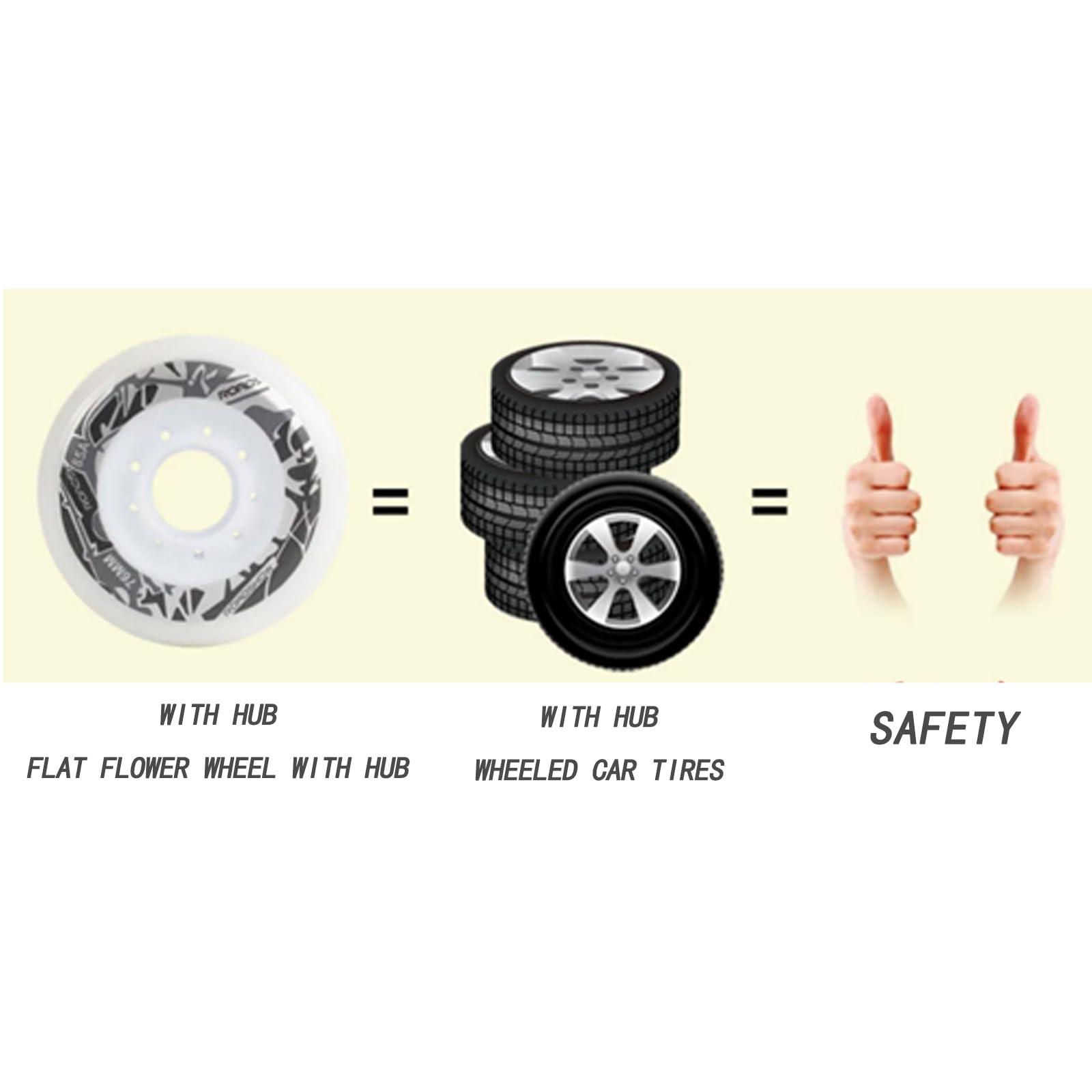 JHKJ JHKJ 8 Pack Light Up Inline Replacement Wheels 72mm/76mm/80mm Replacement Wheel with Bearings 85A Flash Wheel for Indoor/Outdoor,72mm