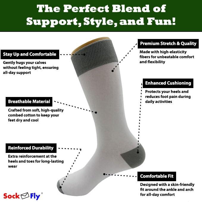 SockFly SockFly VW Beetle Green Dress Socks Funny Novelty Crazy Fun Design Men Size 8-12 Cotton Casual Crew Colorful Funky Fancy Socks Gift for Men