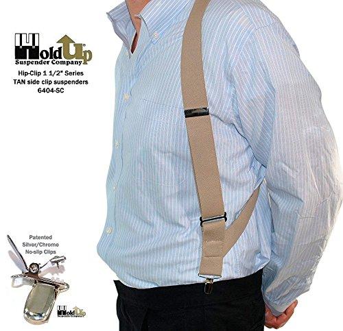 Holdup Suspender Company Hold-Up Hip-clip Style Suspenders for Men 1 1/2" Wide (Tan)