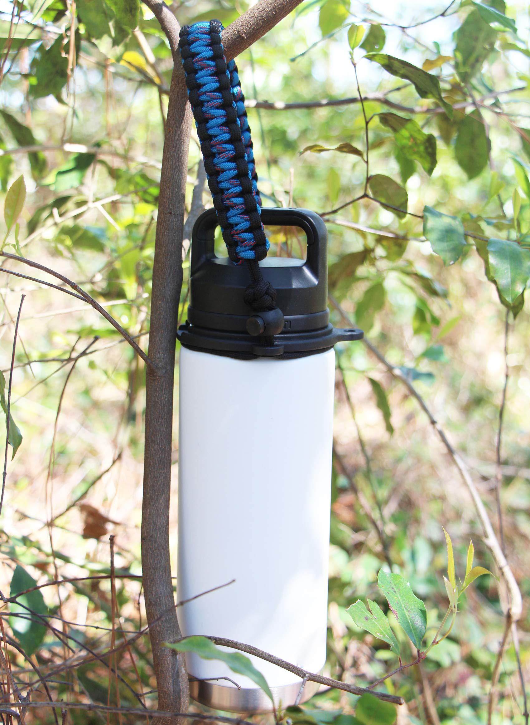 One MissionX One MissionX Paracord Handle Compatible with Yeti Rambler 36oz 26oz 18oz 12oz 46oz Water Bottles, Durable Carrier Strap - Holder(Ocean Blue)