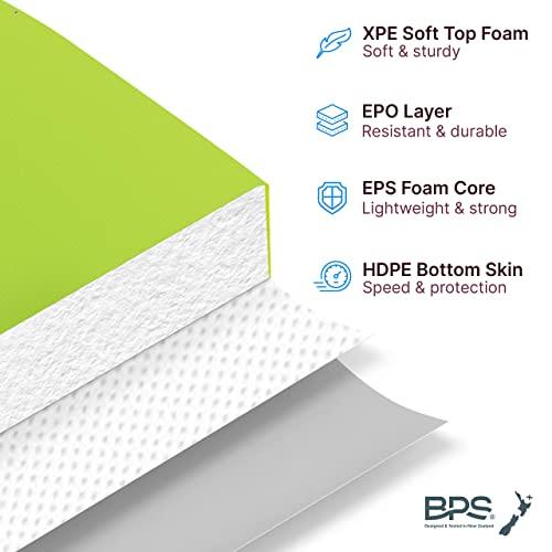 BPS BPS \'Shaka\' Lightweight Body Board - EPS Core Bodyboard with Wrist Leash for Beach Pool Surfing Kids Teens Adults (Green Purple, 33 Inch)