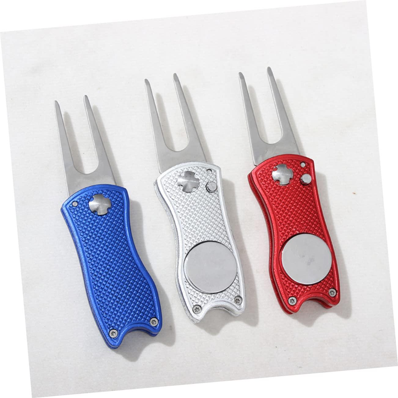 Happyyami Happyyami Golf Fork 3-Piece Divot Repair Tool Ball Marker Set Lightweight Portable Made of Stainless Steel for Golfers