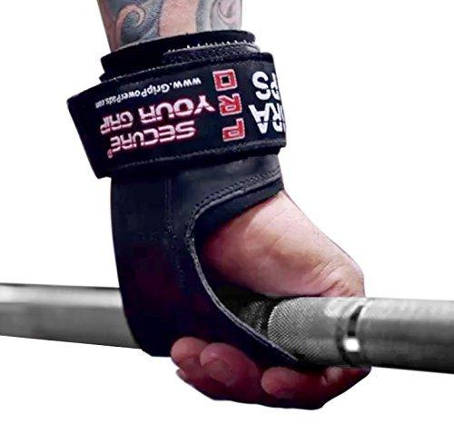 Grip Power Pads Cobra Grips PRO Weight Lifting Gloves Heavy Duty Straps Alternative to Power Lifting Hooks for Deadlifts with Built in Adjustable Neoprene Padded Wrist Wrap Support Bodybuilding (PRO Black Leather)