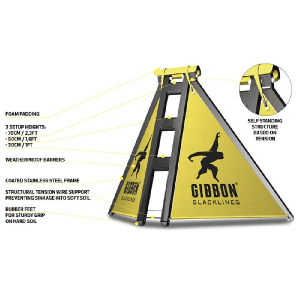 Gibbon Gibbon SlackFrame - Slackline A Frame to Slackline Without Trees - Slack Line Accessory Adjustable Frame (1, 1.6 and 2.3 Feet Height) - Weatherproof Slackline Attachments, A-Frame Accessories