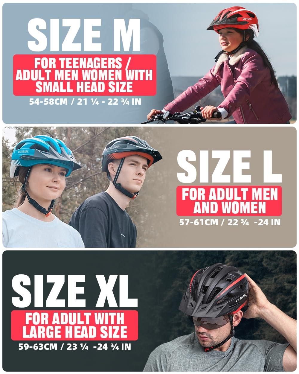 VICTGOAL VICTGOAL Bike Helmet for Men Women with Led Light Detachable Magnetic Goggles Removable Sun Visor Mountain & Road Bicycle Helmets Adjustable Size Adult Cycling Helmets (XL: 59-63 cm, Yellow)