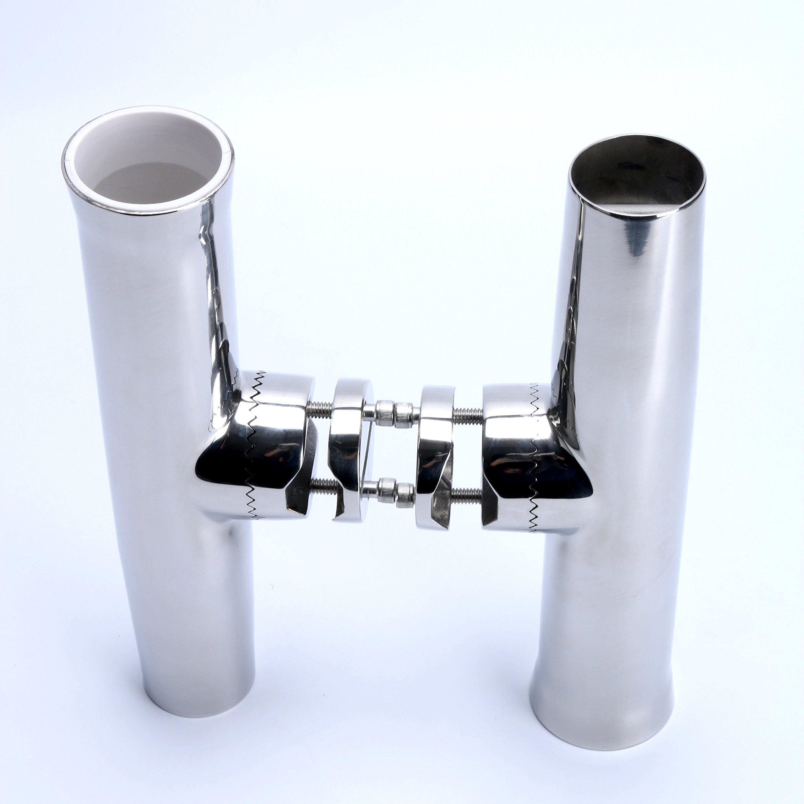 Amarine Made Amarine Made 4Pcs Fishing Rod Holder, Stainless Steel Rail Mount Fishing Pole Holders, Tournament Style Clamp on Rod Holder for Rails 1\" to 1-1/4\"