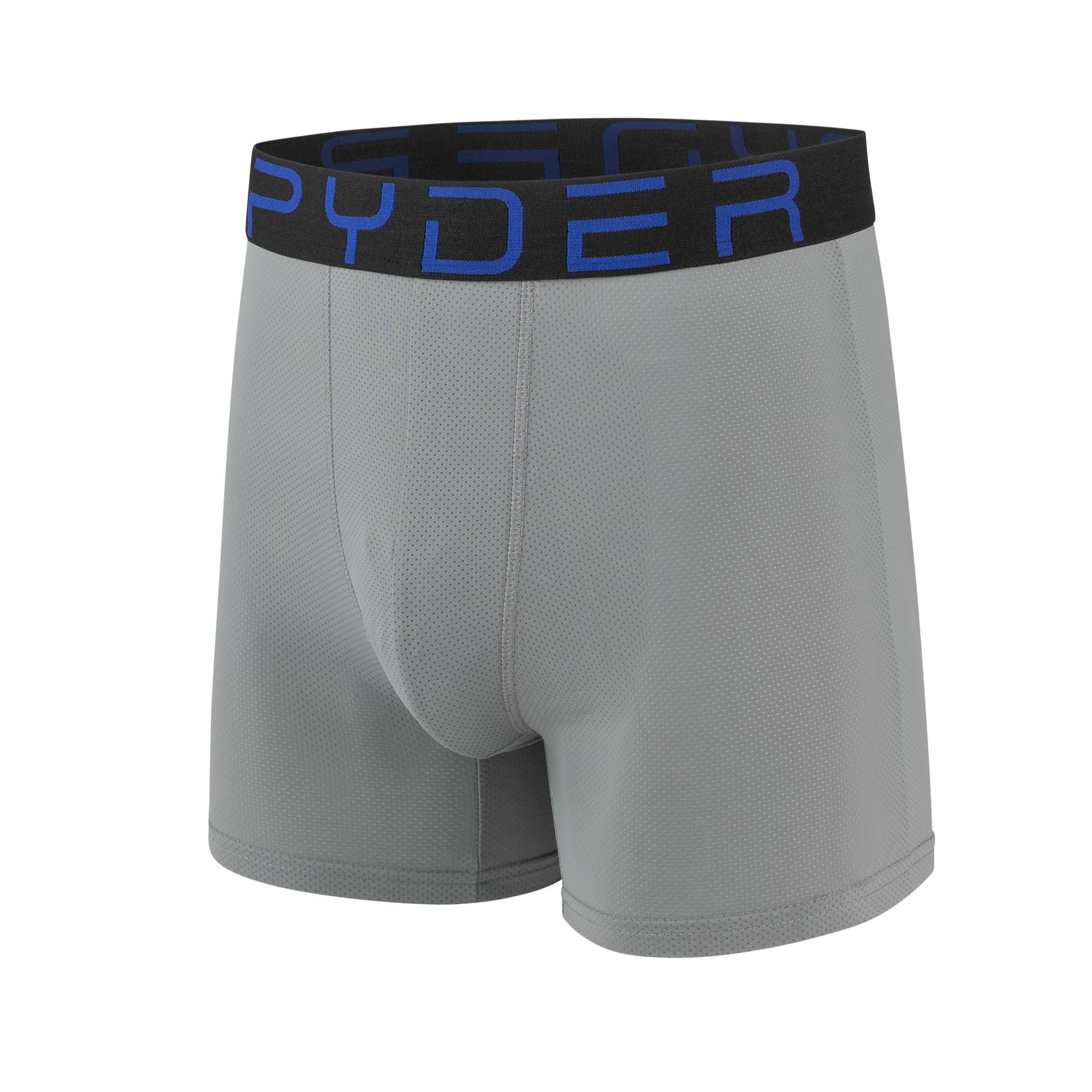 Spyder Spyder Mens Boxer Briefs Performance Nylon Mesh Sports Underwear (Small, Black/Heather/Red/Black)