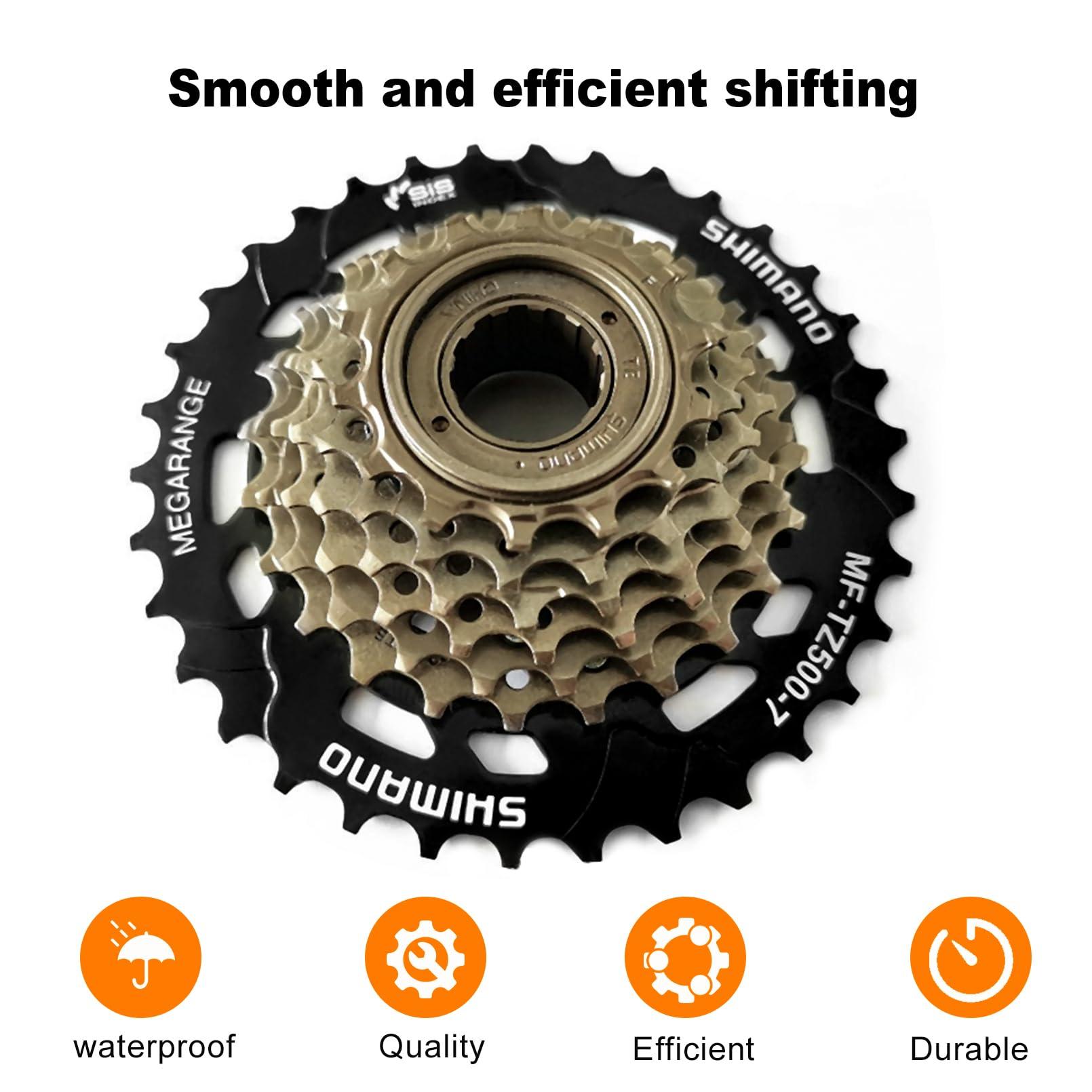 RainFlowwer RainFlowwer 7 Speed Bike Freewheel, MF-TZ500-7 Bicycle Freewheel14-34T Multiple Freewheel Cycling Replacement Part