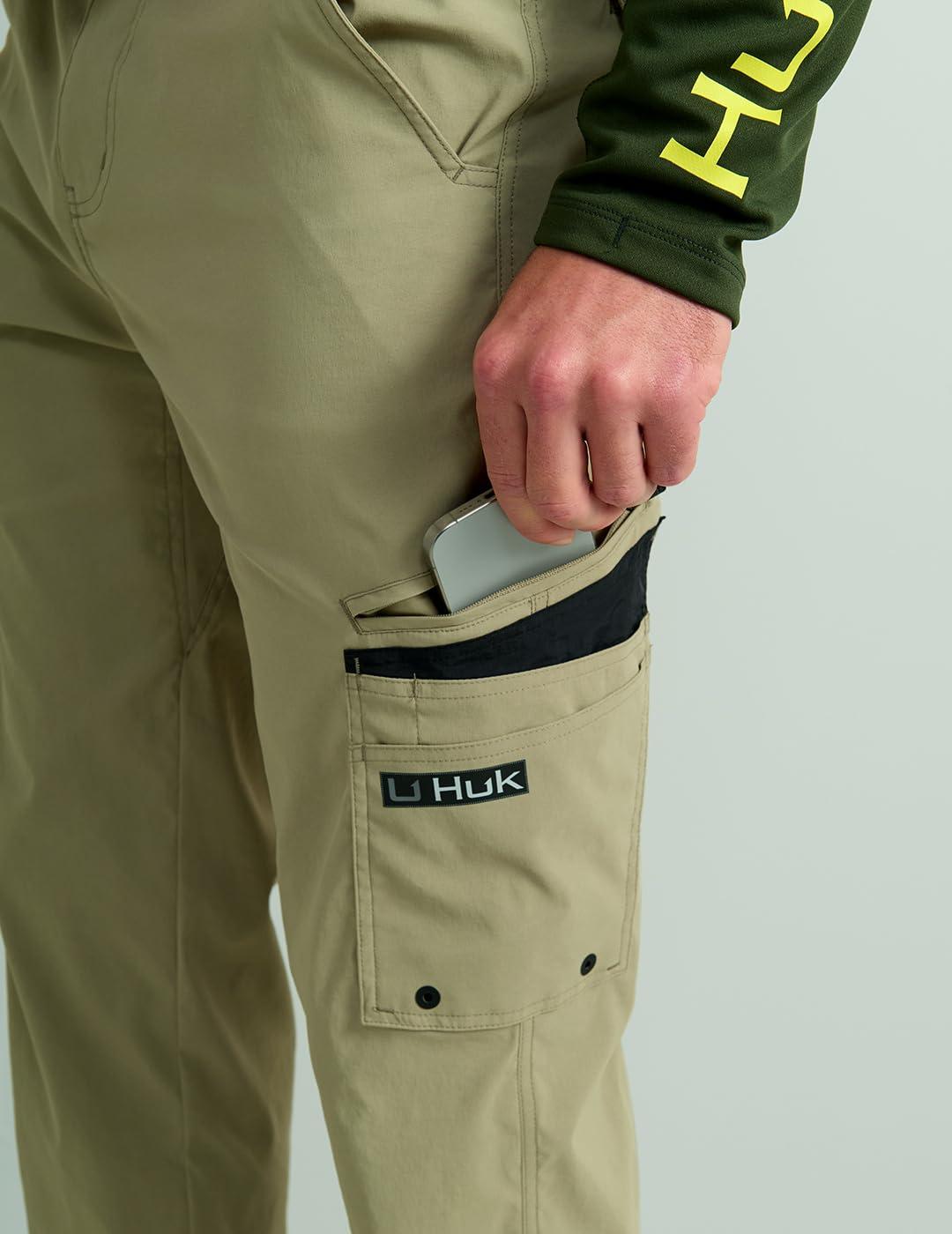 HUK HUK Men's Standard Icon Pro, Performance Fishing Cargo Pocket Pants, Overland Trek, 34