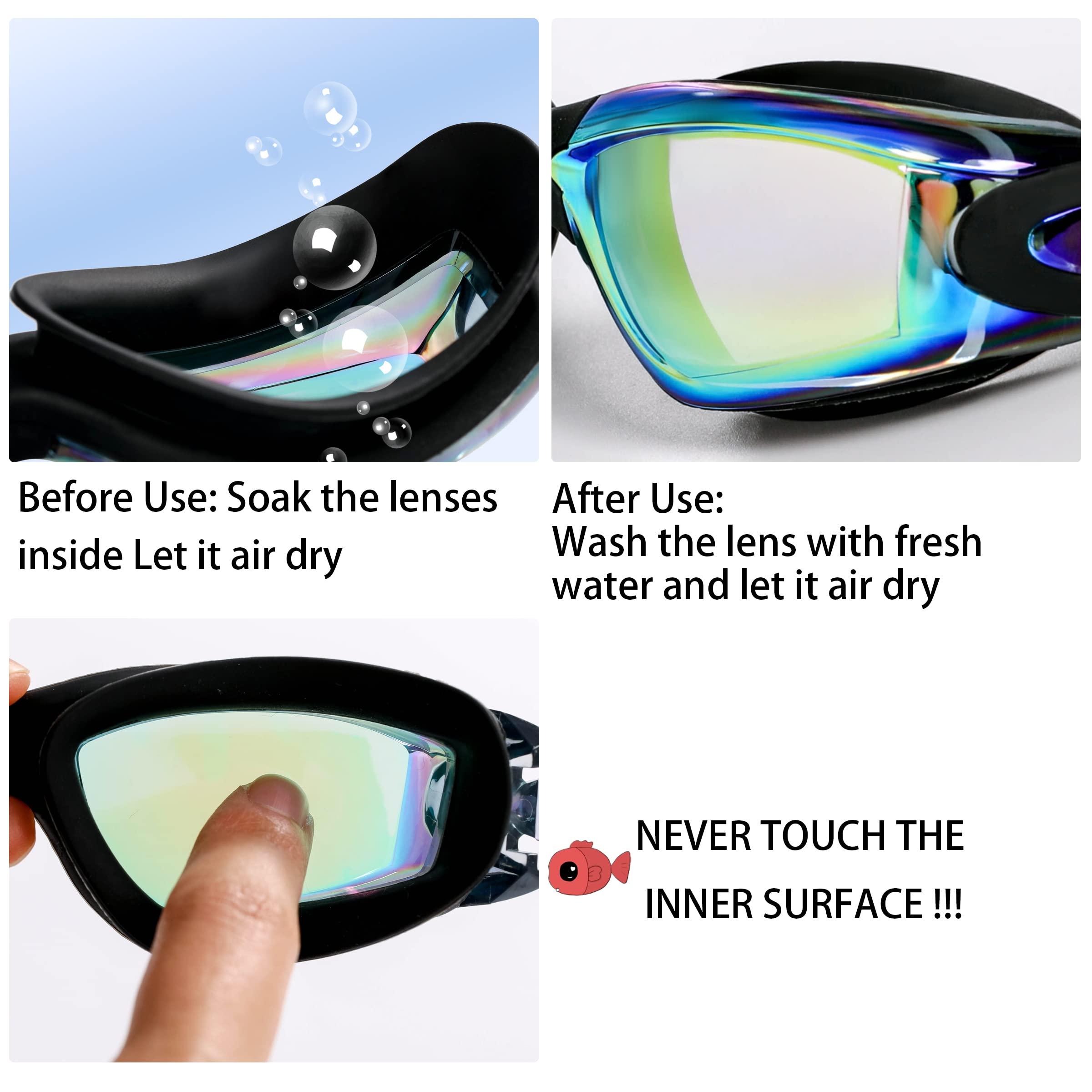 EWPJDK EWPJDK Swim Goggles - 2 Pack Swimming Goggles Anti Fog No Leaking For Adult Women Men (Aqua & Bright Silver)