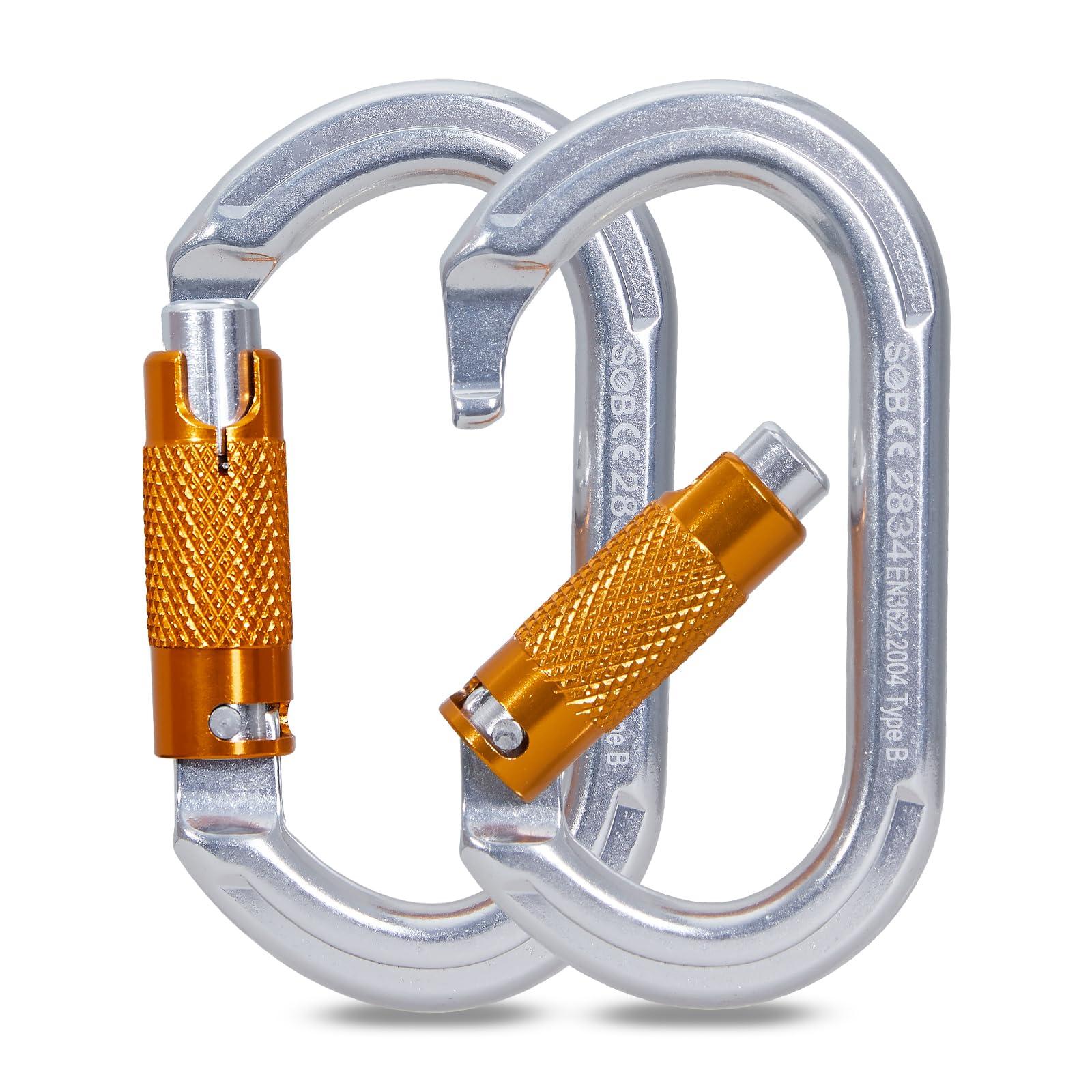 SOB SOB Auto Locking Climbing Carabiner Clips 6Pack 22KN Heavy Duty Asymmetrical Carabiner Connector Used for Rappelling Gear Rescue Outdoor Projects Dog Leash