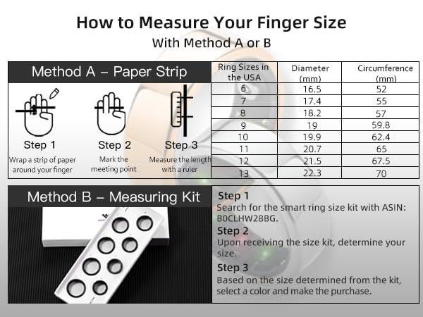 AMOVAN AMOVAN Smart Ring Health Tracker, Fitness Sleep Heart Rate Blood Oxygen Tracker Smart Ring, Water Resistant Bluetooth Fitness Tracker Rings