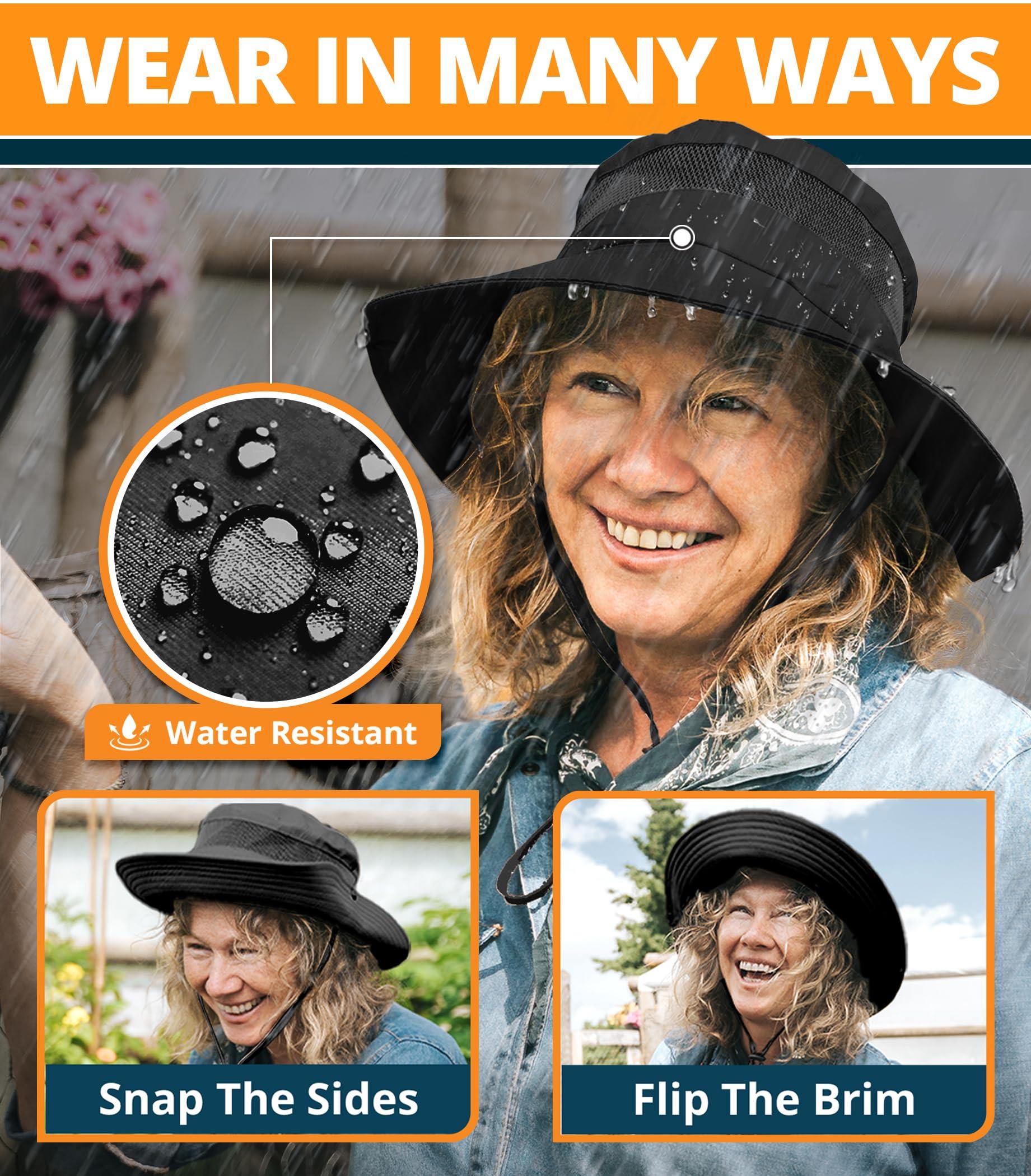 GearTOP GearTOP Wide Brim Sun Hat for Womens and Mens Sun Hats - UV Protection Fishing Hat Safari Hat for Hiking Gardening & Beach Black