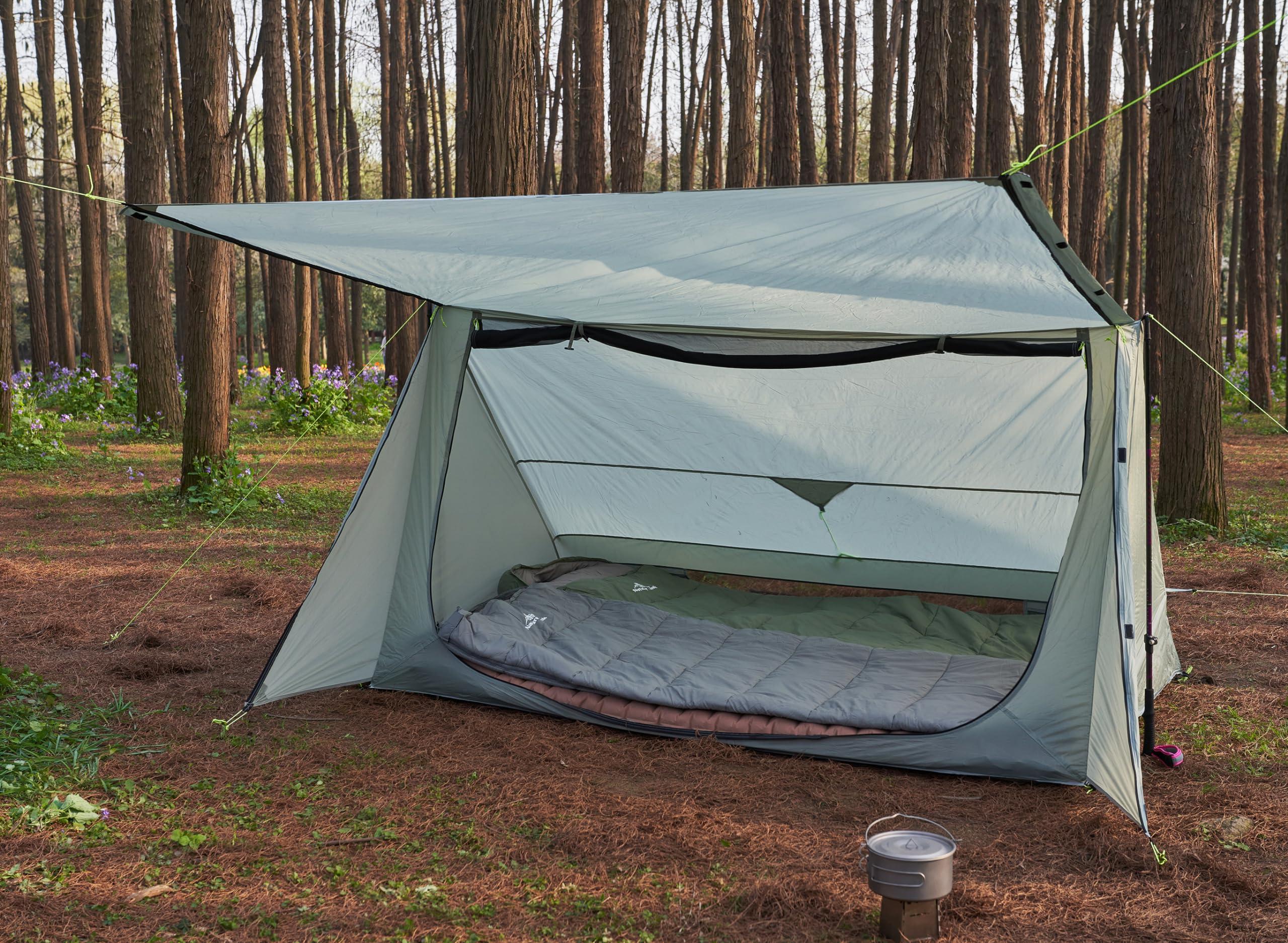 Nature Link Nature Link Sirius Two Ultralight Backpacking Tent, 2 Person Trekking Pole Backpacking Tent, Waterproof, Compact, Single Wall, Bushcraft Shelter for Backpacking, Camping, Hiking, Kayaking