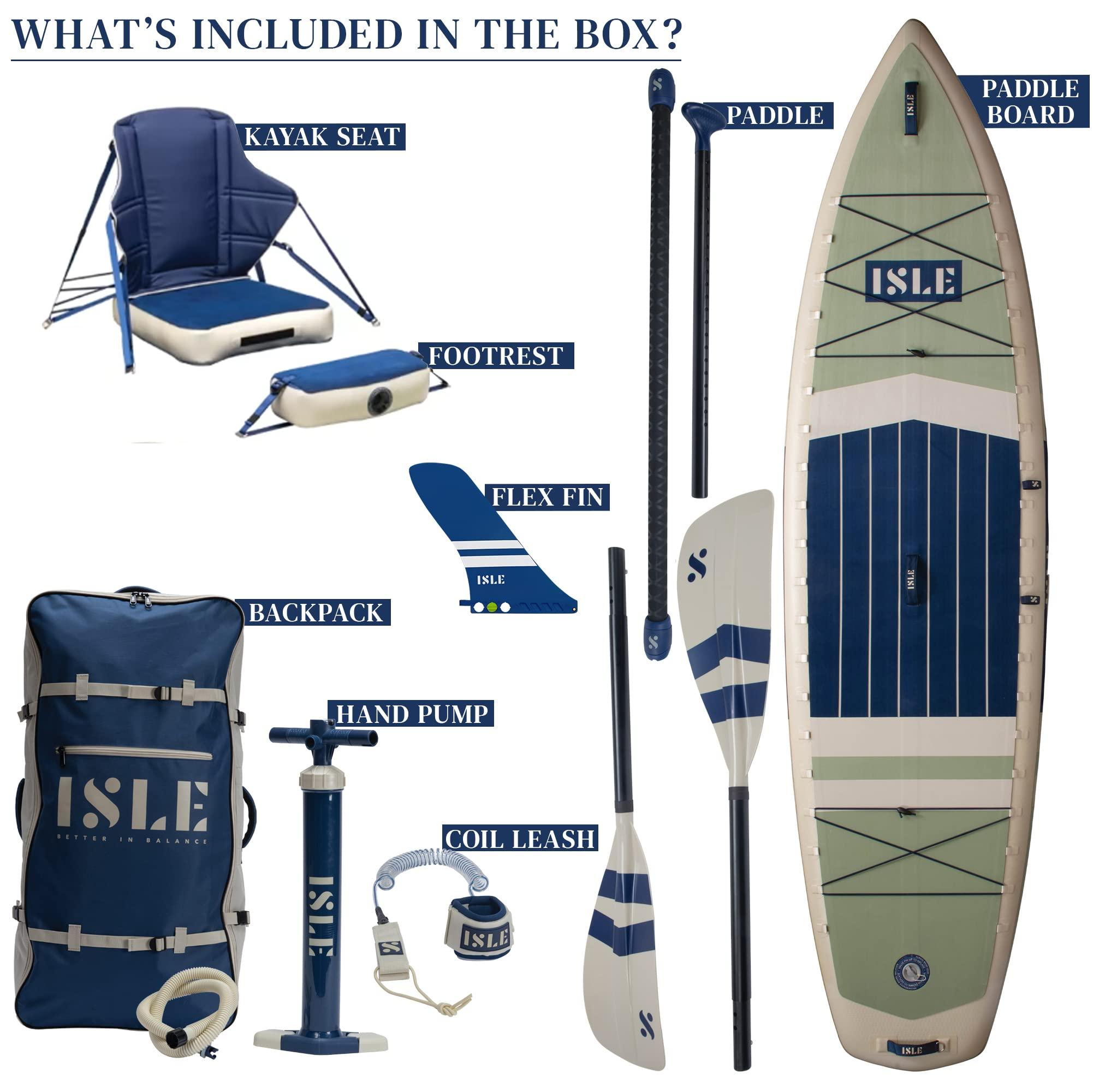 ISLE Surf and SUP ISLE Surf and SUP Switch Inflatable Hybrid Kayak-Stand Up Paddle Board | 2in1- Kayak & Bundle, Incl. Seat, Paddle, Hand Pump, Travel Bag, 11.6 x 35.5 6 in - max. 425 lbs Seafoam/Navy,