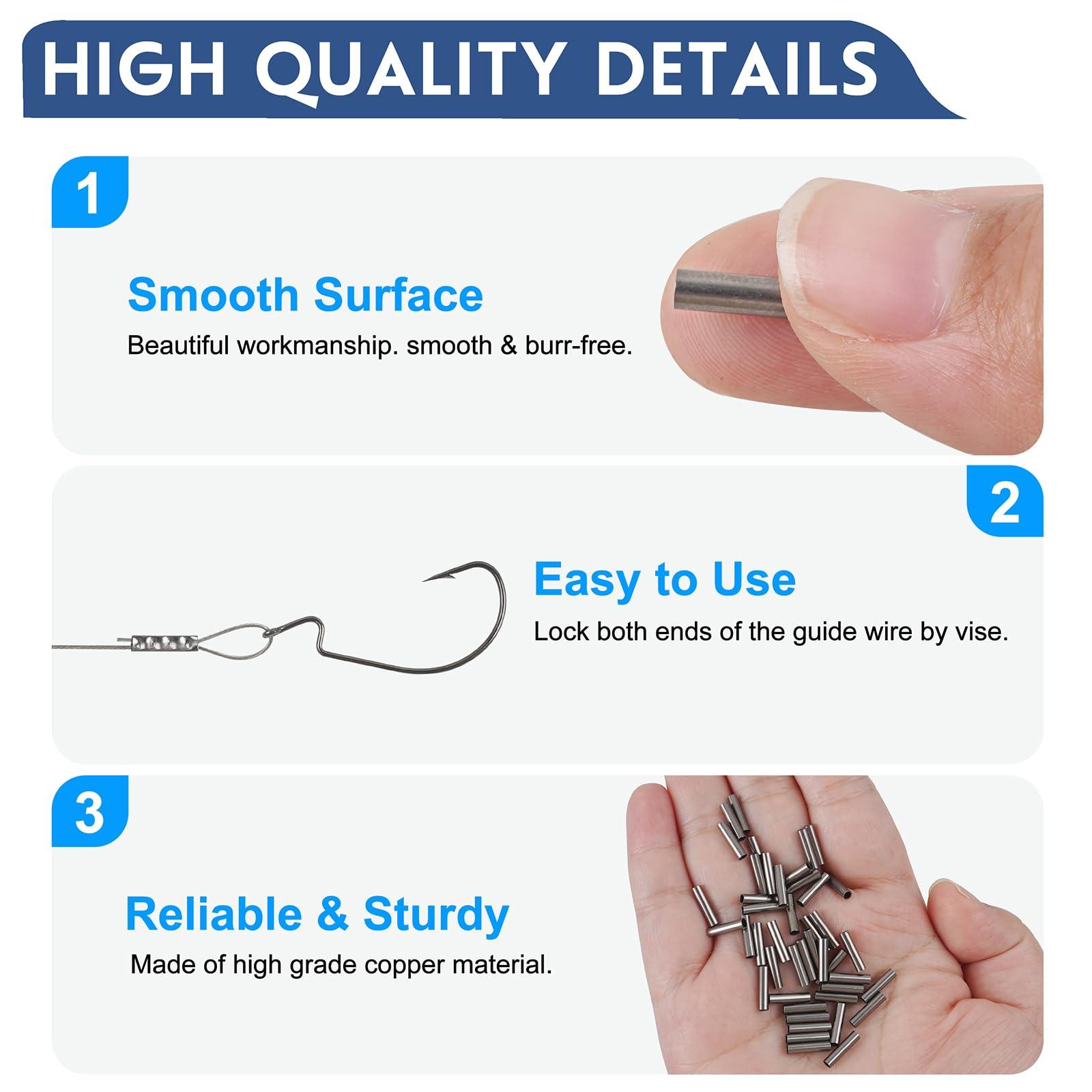 JSHANMEI JSHANMEI Fishing Crimp Sleeves Single Barrel Crimp Sleeves Brass Copper Crimping Sleeve Tubes Fishing Line Connector Fishing Wire Leader Rigs Rigging Tackle Mix Sizes 300pcs