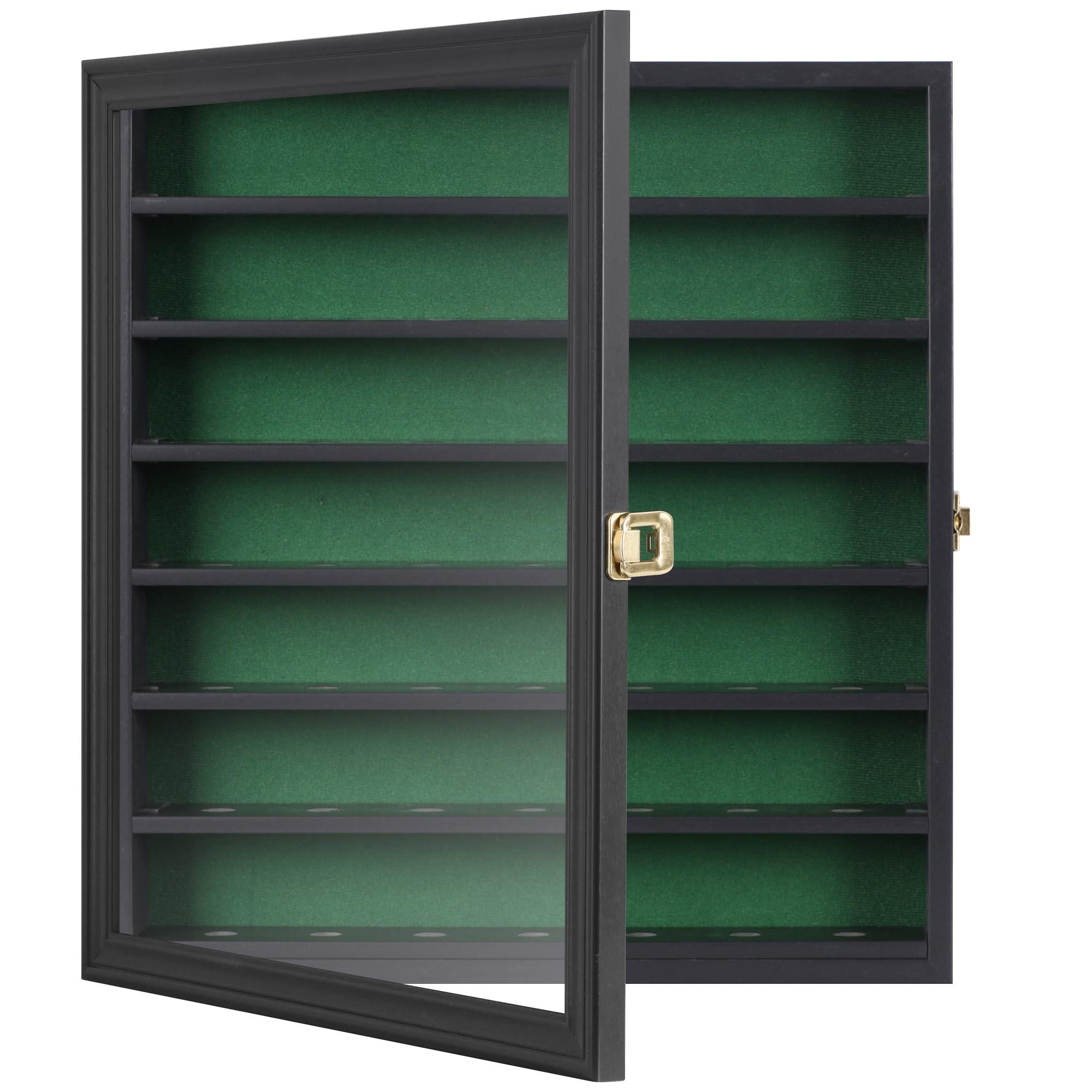 DisplayGifts DisplayGifts 49 Golf Ball Display Cabinet Stand Storage Wall Mounted 7 Shelves Display Case Shadow Box with Lockable Glass Door, Great Gift (49 Ball Holder, Black Finish)
