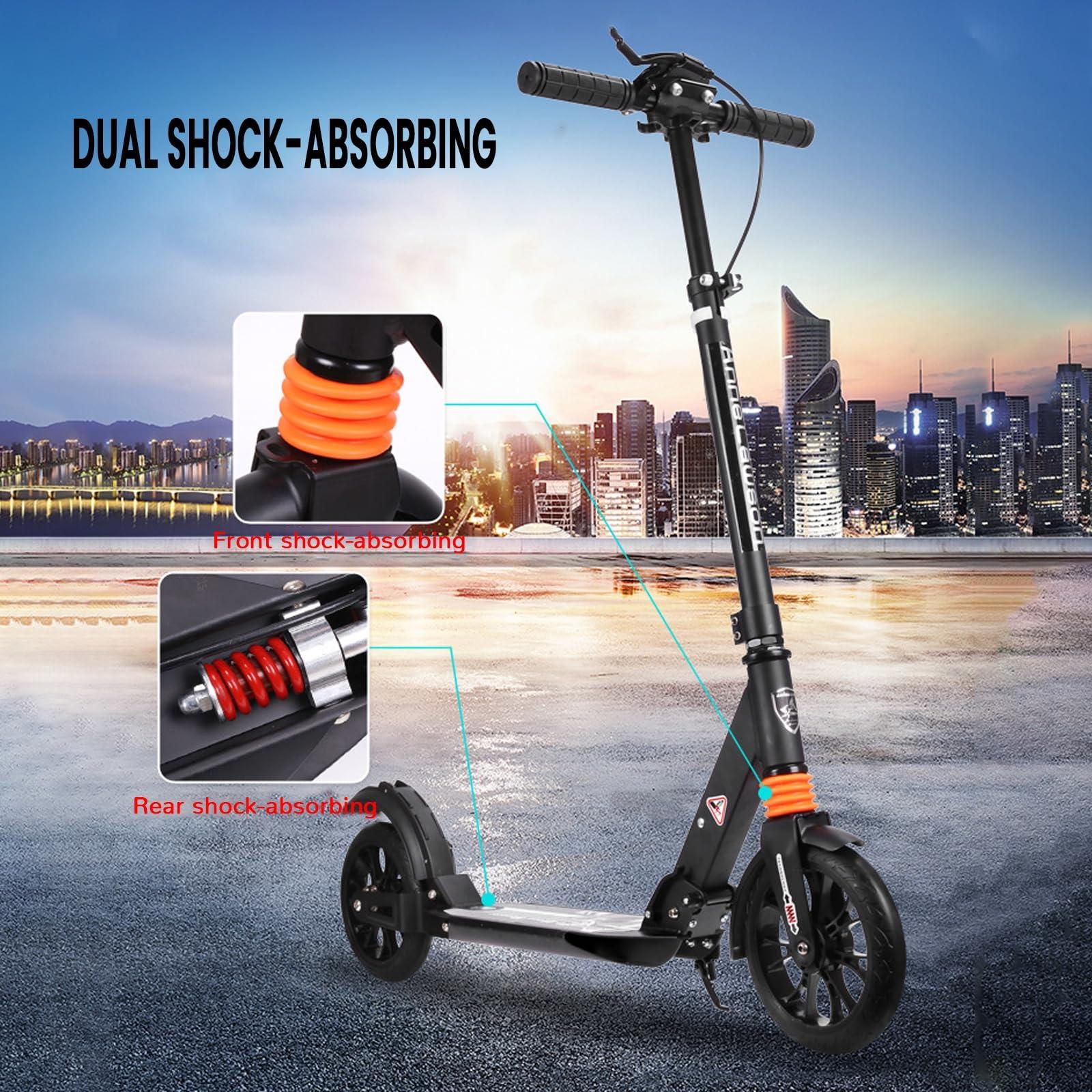 GLDDFDG GLDDFDG Kick Scooter for Kids Ages 8-12 & Scooter for Teens 12 Years and Up-Dual-Brake with Dual Shock-Absorbing-2 Wheel Scooter for Boys & Girls-Foldable Kick Scooter Adult-Up to 300 Lbs,Black