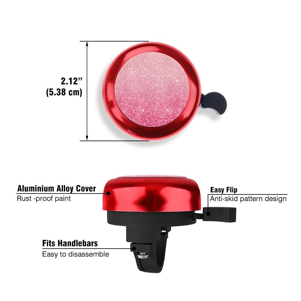 WIRESTER WIRESTER Red Aluminum Round Bike Bell, Classic Ring Bicycle Bell, Bike Accessories Bell Ring for Adults Kids Girls Boys - Pink Gradient Glitter