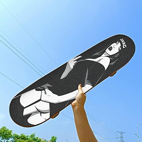Hupery Hupery Sexy Rap Music Girl Skateboard Grip Tape Longboard Griptape Waterproof Grip Tape Sheet Sticker Deck Sandpaper Griptape 33.1x 9.1 inch