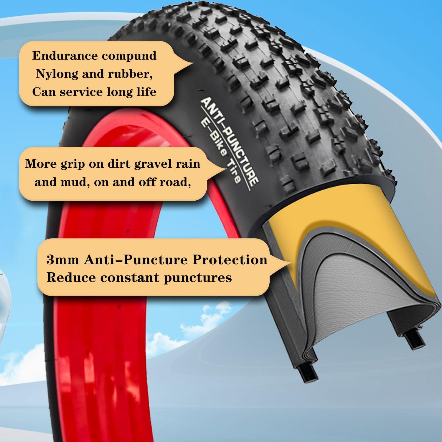 SIMEIQI SIMEIQI 20X4.0 Inch E-Bike Fat Bike Tire Electric Bike Tricycle Tyres Foldable Replacement Tire for Mountain Snow All Terrian E-Bike Urban City Street Road Bicycle