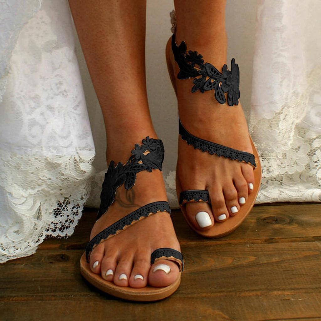 Hbeylia Hbeylia Women's Wedding Flat Sandals Fashion Casual Lace Design Toe Ring Gladiator Low Top Sandals Bohemian Jewelry Toe Ring Summer Beach Boho Casual Flip Flops Sandals
