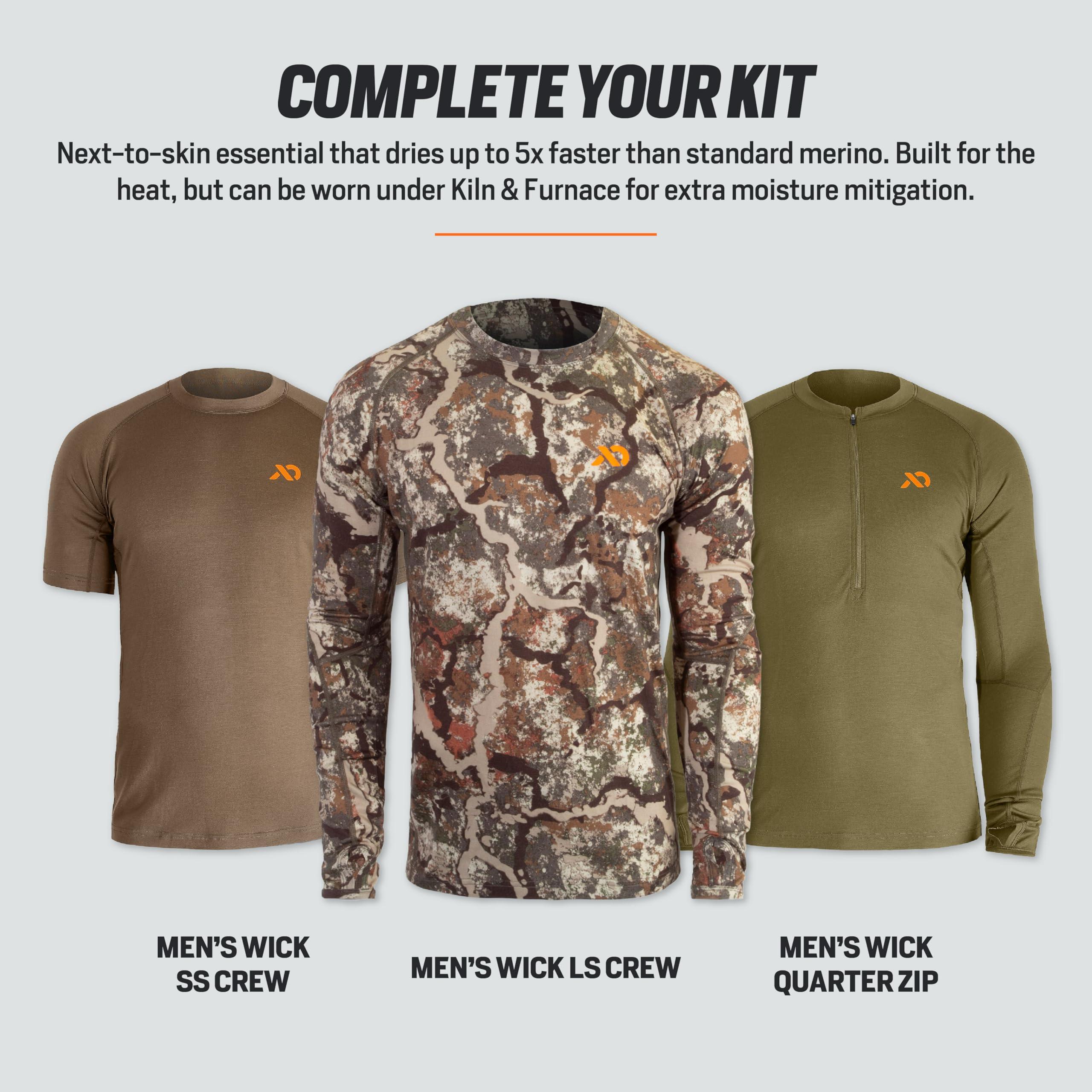 First Lite First Lite Mens Wick Hoody - Merino Wool Ultralight Camo Hunting Base Layer, Quick Dry, UV Protection Hunting Clothing, Conifer, Medium