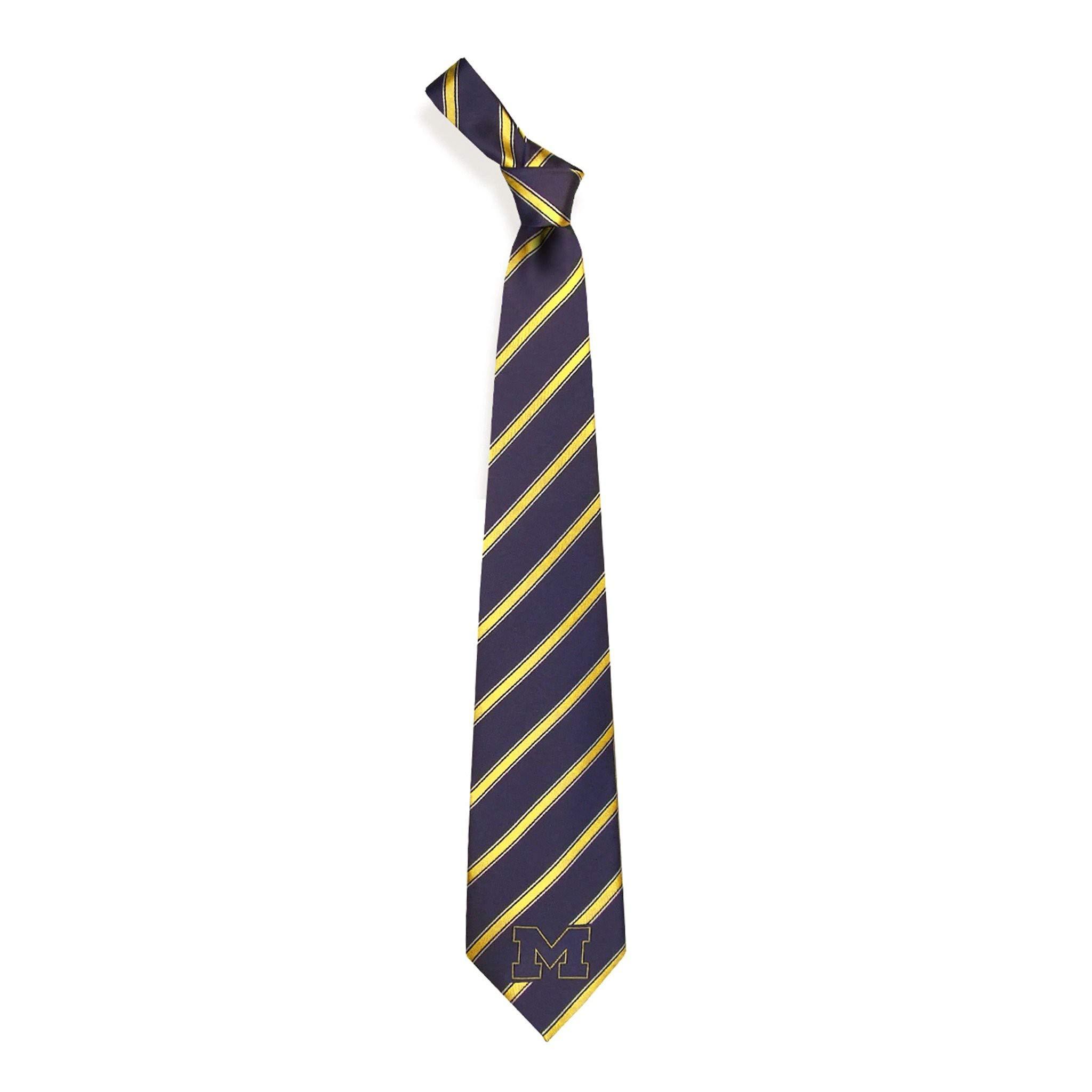 Eagles Wings Eagles Wings Michigan Ties Mens College Wolverines Sports Necktie (Stripe Microfiber)