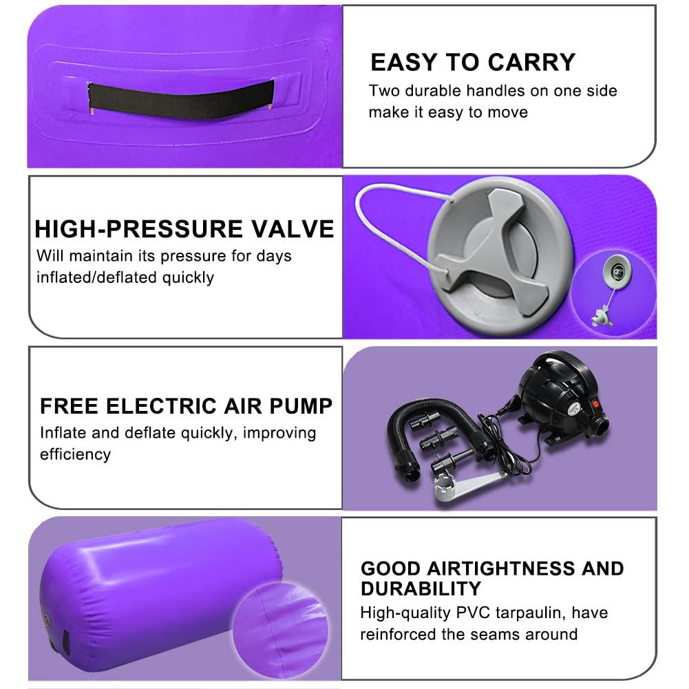 86 York 86 York Air Barrel Gymnastics Roller Inflatable Tumbling Mat, Cheerleading with Electric Pump (75cm(D)*120cm(H), PURPLE)