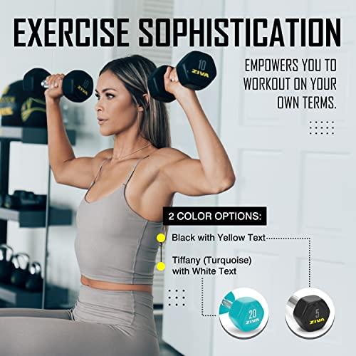 ZIVA ZIVA Performance RPU Hex Dumbbells Solid Steel Core, Premium Urethane Rubber Encasing, Corrosion Resistant - Commercial Grade for Rigorous Exercise, Strength Training - Pair of Two Dumbbell, 45 lb.