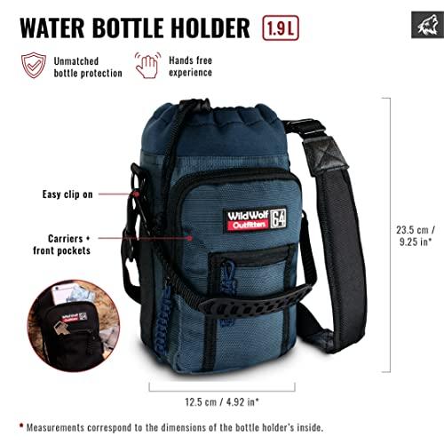 Wild Wolf Outfitters Wild Wolf Outfitters Water Bottle Holder for 64oz Bottles Blue - Carry, Protect and Insulate Your Best Flask with This Carrier w/ 2 Pockets & an Adjustable Padded Shoulder Strap.