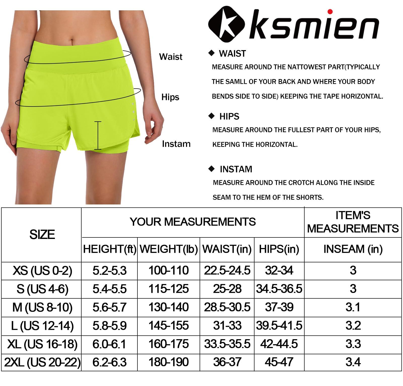 Ksmien Ksmien Women's 2 in 1 Running Shorts - Lightweight Athletic Workout Gym Yoga Shorts Liner with Phone Pockets