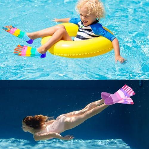 Gugmoy Gugmoy Kids Swim Fins,Comfortable Silicone Flippers for Swimming and Diving,Size Suitable Beginners Kids Girls Boys Adults (XX-Small, ZAColorful-A)