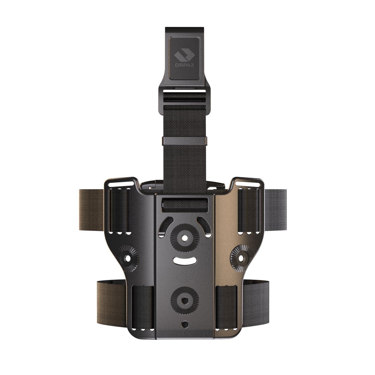 Orpaz Orpaz T40 Light Bearing Holster Left-Handed, Adjustable and Modular Holster with Flashlight Fits Most Pistols and Most Lights, Lasers, Sights and Optics (T40 Large, Drop-Leg)