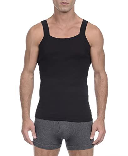 2(X)IST 2(X)IST Men's Essential Cotton Square Cut Tank 2-Pack Deep Black, Small